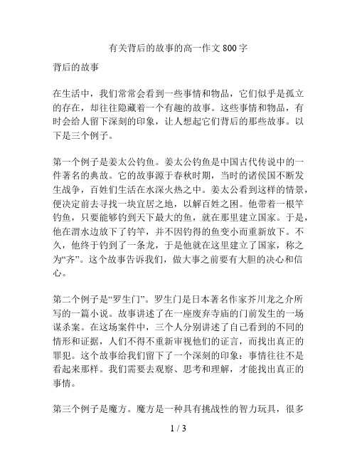 有关背后的故事的高一作文800字