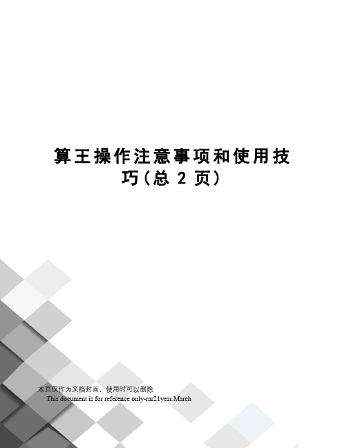 算王操作注意事项和使用技巧