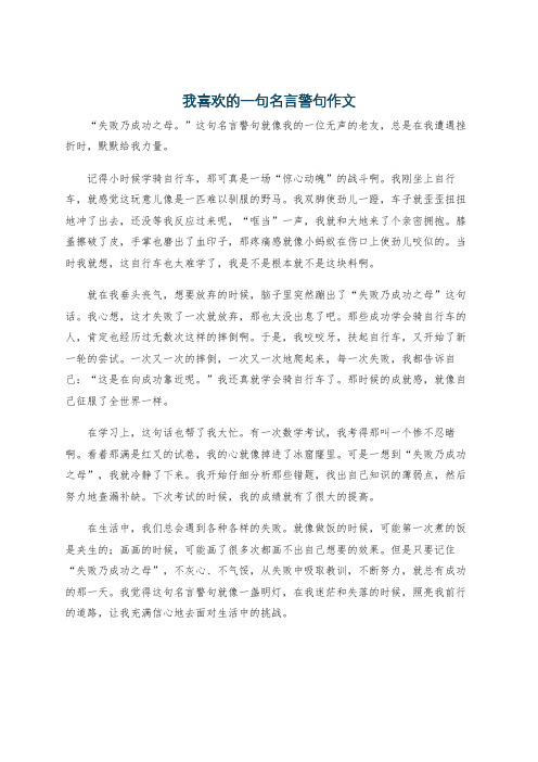 我喜欢的一句名言警句作文