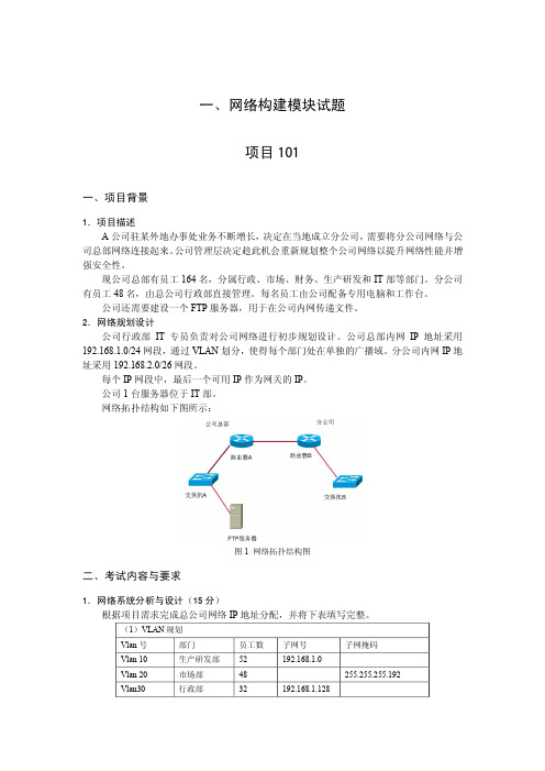 一、网络构建模块试题