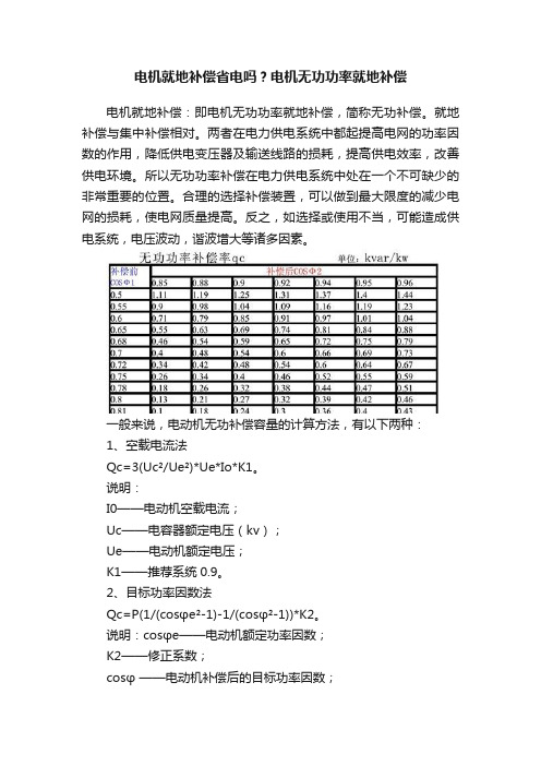 电机就地补偿省电吗？电机无功功率就地补偿