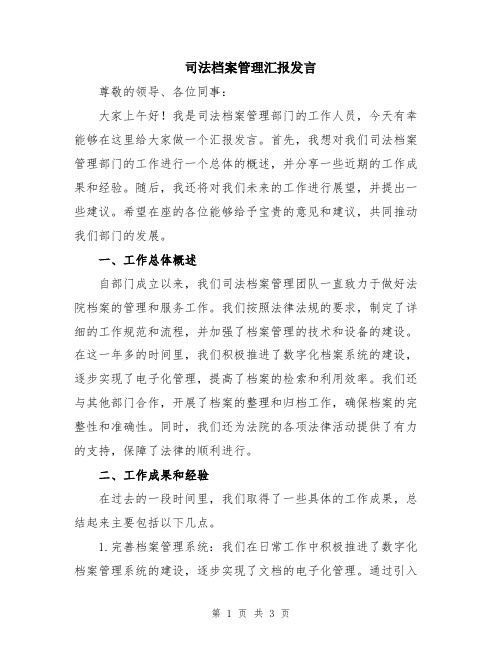 司法档案管理汇报发言