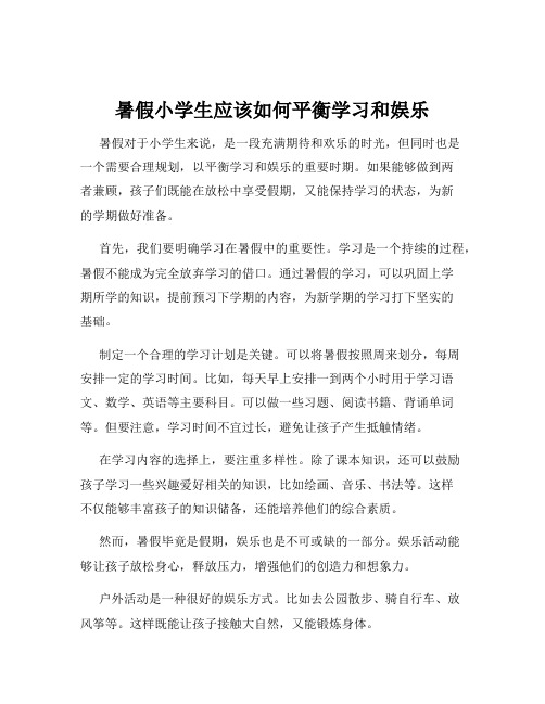 暑假小学生应该如何平衡学习和娱乐