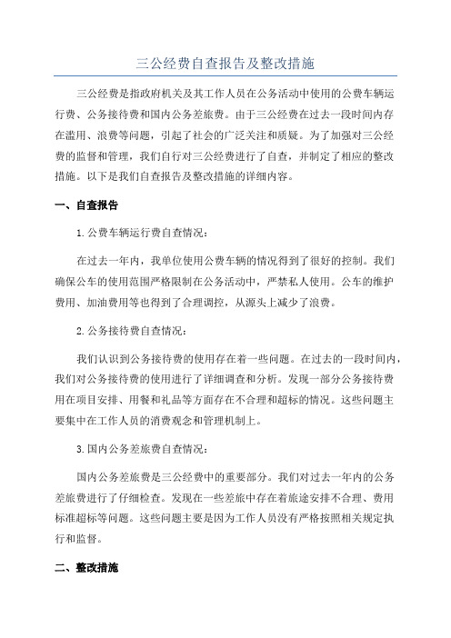 三公经费自查报告及整改措施