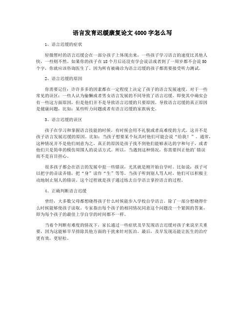 语言发育迟缓康复论文4000字怎么写