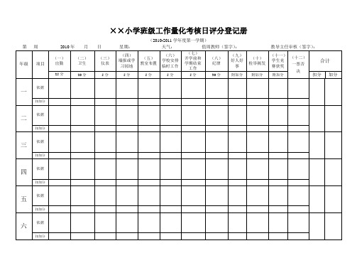 班级量化考核日评分登记册