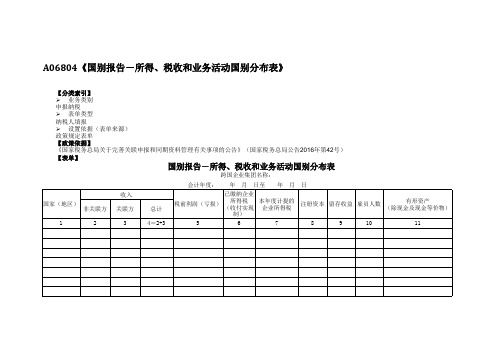 A06804《国别报告-所得、税收和业务活动国别分布表》