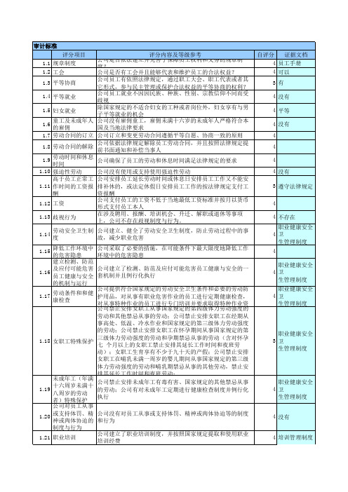 供应商社会责任评审表