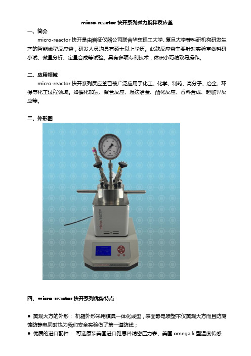 microreactor快开系列磁力搅拌反应釜