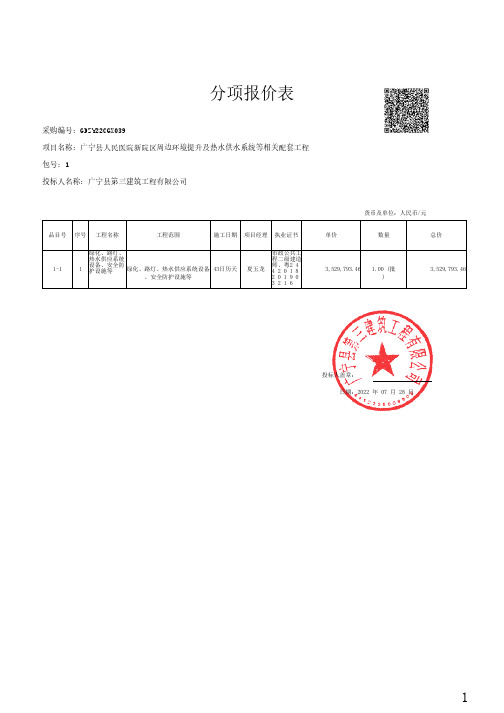 分项报价表