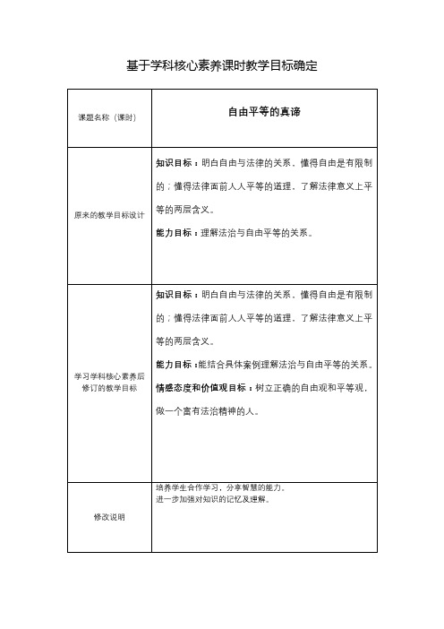 【作业表单】基于学科核心素养的课时教学目标确定