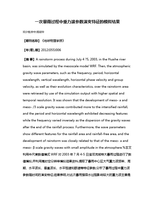 一次暴雨过程中重力波参数演变特征的模拟结果