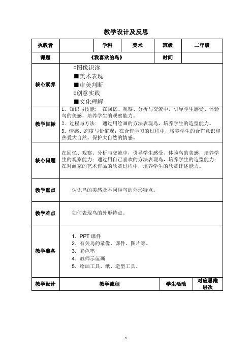 二年级下册美术教案-第3课  花羽毛的鸟-我喜欢的鸟 ▏人美版(北京)