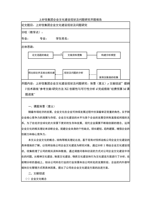 企业文化建设现状及优化的路径剖析—以上好佳集团为例开题报告文献综述含提纲3100字