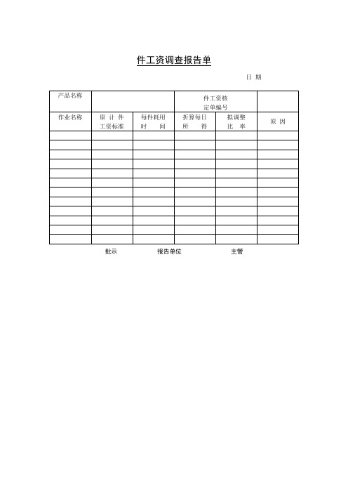 件工资调查报告单