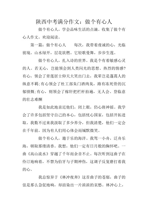 陕西中考满分作文：做个有心人