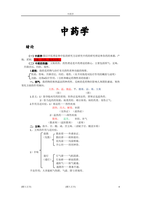 中药学重点(绪论)