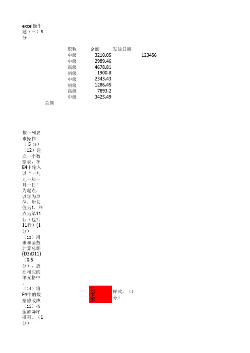 滨州市第二届职工职业技能大赛excel操作题3(真题)(华兴杯)