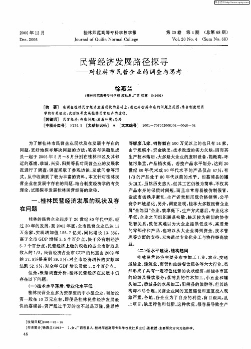 民营经济发展路径探寻——对桂林市民营企业的调查与思考