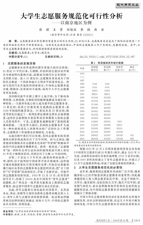 大学生志愿服务规范化可行性分析——以南京地区为例