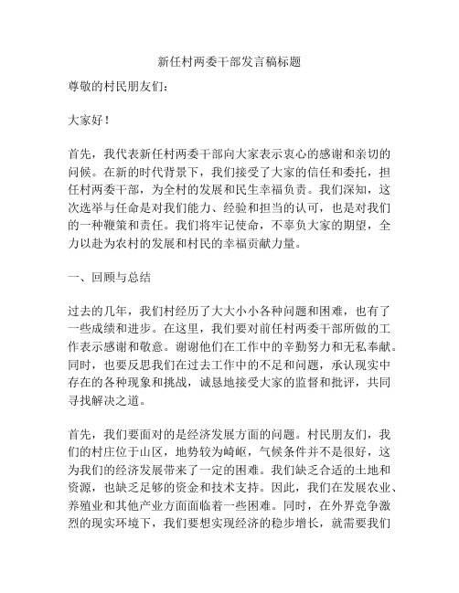 新任村两委干部发言稿标题