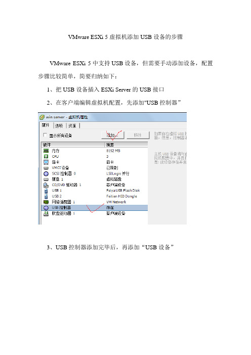 VMware ESXi 5虚拟机添加USB设备的步骤