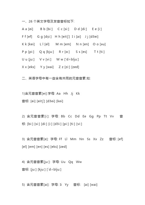 26个英文字母表