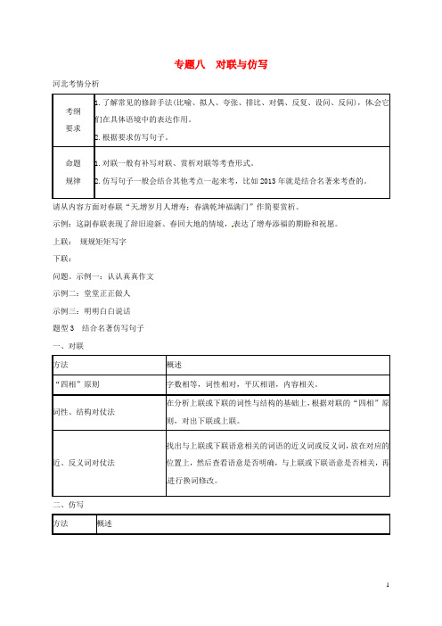 中考语文模块复习总结专题八对联与仿写素材