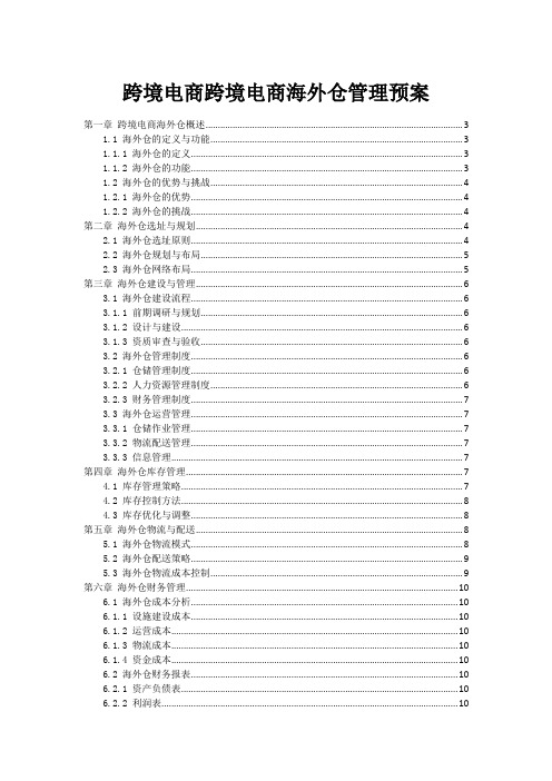 跨境电商跨境电商海外仓管理预案