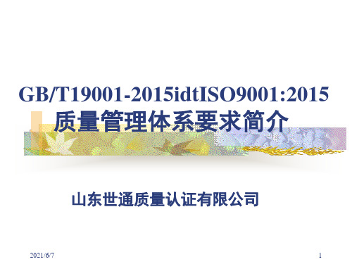 2015版ISO90001标准