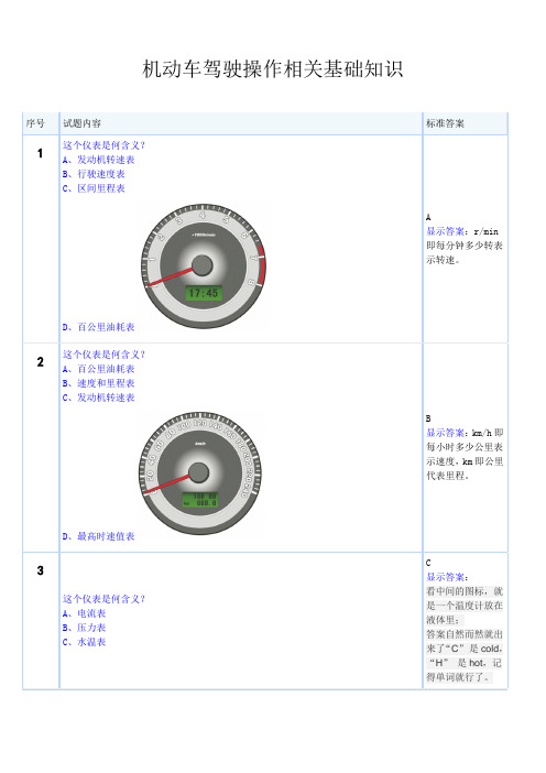 机动车驾驶操作相关基础知识