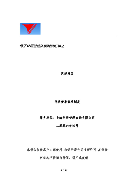 母子公司管控体系制度汇编之天能集团外派董事管理制度