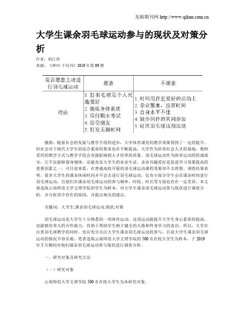 大学生课余羽毛球运动参与的现状及对策分析