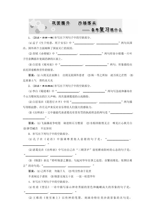 语文：第三部分 古代诗文阅读 专题三巩固提升沙场练兵 Word版含解析.docx