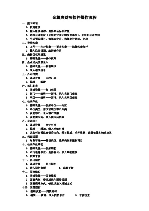 金算盘初始设置