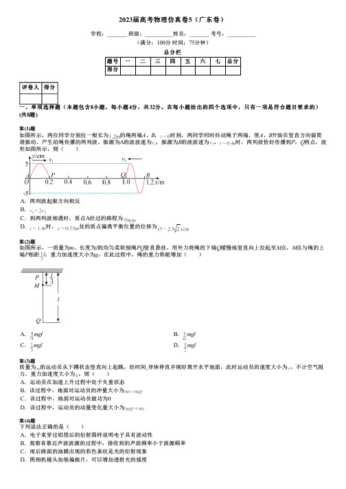 2023届高考物理仿真卷5(广东卷)