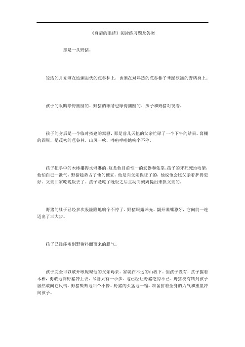 《身后的眼睛》阅读练习题及答案