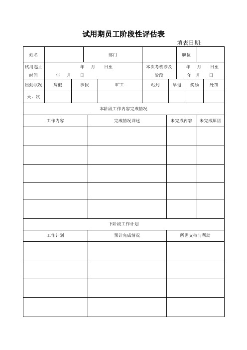 员工阶段性评估表