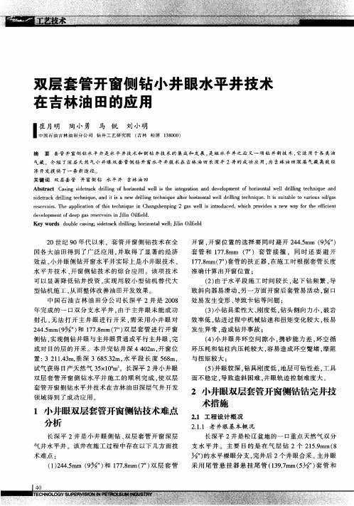 双层套管开窗侧钻小井眼水平井技术在吉林油田的应用