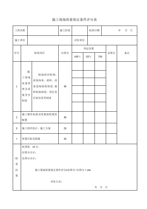 建筑工程施工质量评价标准表格(空白)【精选文档】