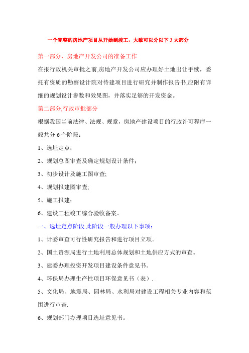 房地产项目开发需办的证件及流程