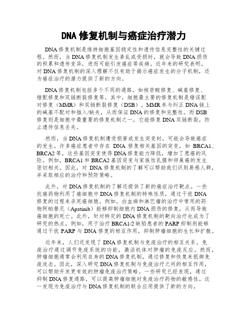 DNA修复机制与癌症治疗潜力