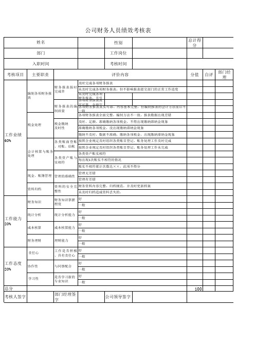 公司财务人员绩效考核办法.docx