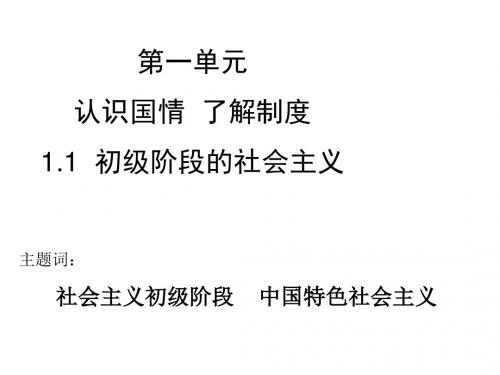 九年级道德与法治上册第一单元认识国情爱我中华1.1感知祖国发展的脉动第2框《初级阶段社会主义》课件粤教版