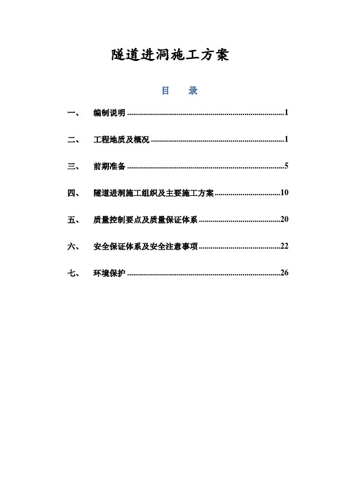 隧道进洞施工方案