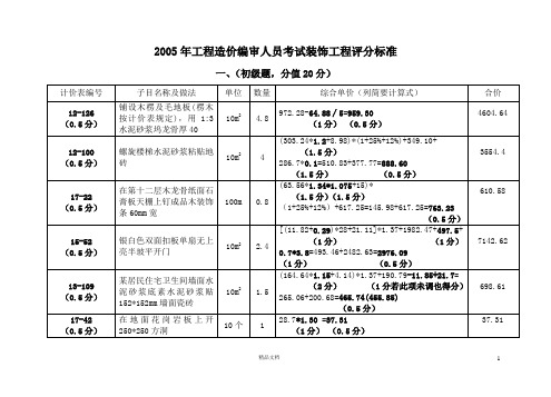 【江苏造价员考试】2005装饰卷+答案