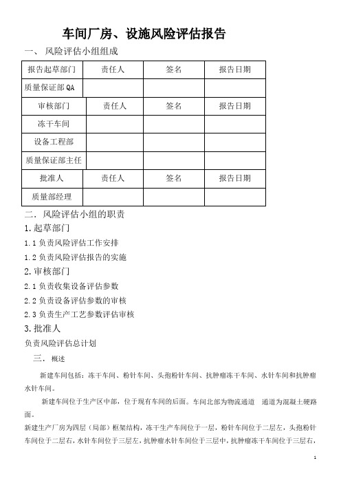 车间厂房设施风险评估报告