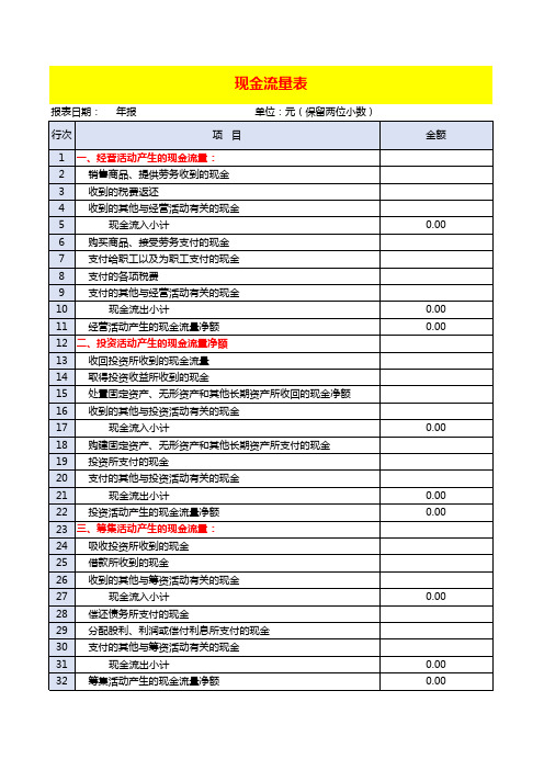 现金流量表(带公式)