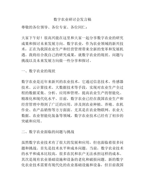 数字农业研讨会发言稿