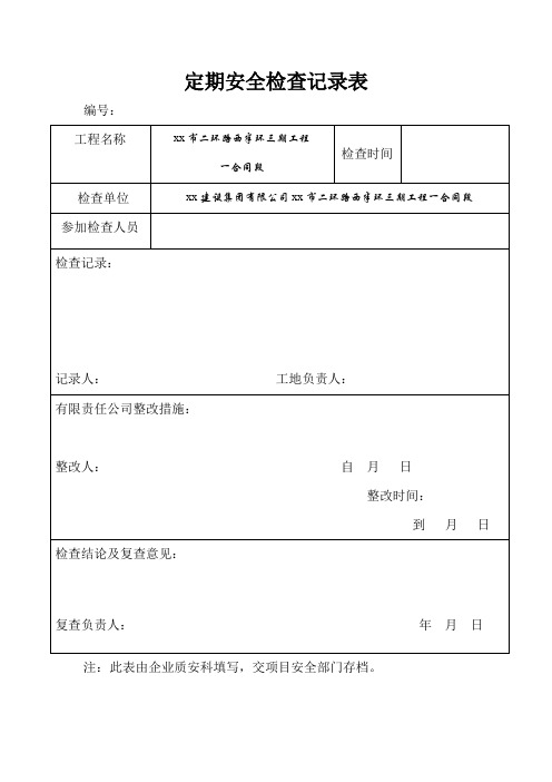 定期安全检查记录表